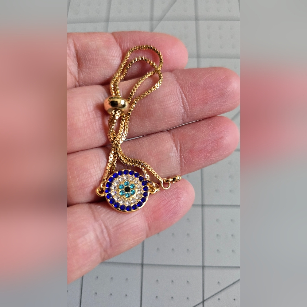 Beautiful Evil Eye Gold Tone Bracelet